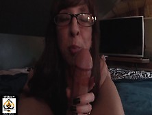 Hot Granny Wearing Glasses Eagerly Sucks Big Cock