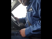 Blue Collar Worker Jerks Driving To Work