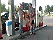 Public Sex Extreme Gas Station Threesome