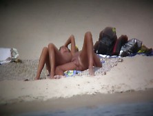 Hot Wife Flaunts Her Bushy Muff On A Nudist Beach