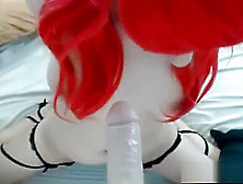 Red Haired Girl Sucks On Dildo