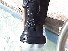 Huge Boobed Dark Hair Coed True Tere Getting Dripping Inside The Pool!