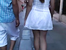 Upskirt Of A Girl Holding Hands With A Guy