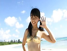 Asian Hottie Misuzu Posing On A Beach