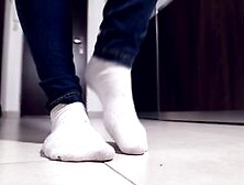 Worn White Socks Pov Teasing With Her Big Feet (Pov Socks,  Worn Socks,  Foot Worship Pov,  Foot Tease)