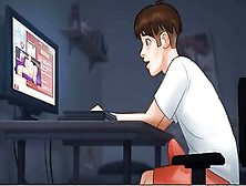 Summertime Saga: Stepbrother Watching Porn Videos From His Stepsister On