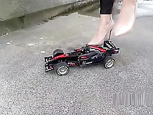 Crushing And Destroying A Car Under High Heels