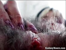 Super Hairy All Over Girl Plays With Pussy