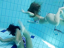 Hovering Naked Bodies Of Sexy Babes Under The Water