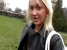 Blonde Girl Finger Fucking Herself On A Public Bench