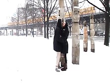 Mareen Deluxe - Public Interracial In The Snow