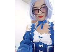 Lewd Crossdressing Sissy Maid Re:0 Rem Drink Her Sperm And Fuck With The Dildo