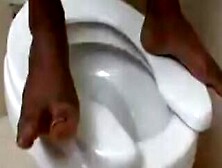 Black Babe Fucked After Peeing
