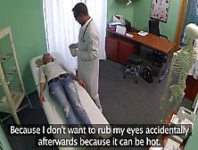 Doctor With Gloves Finger Fucking Blonde In Office