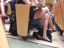 Naughty Voyeur Watching Delicious College Girls Legs And Feet During The Class