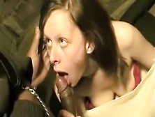 Sexy Brunette Bitch In Toilet Sucking And Fucking With Black Guy