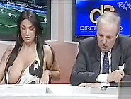 Italian Woman Flashes Her Giant Tits On Tv Show