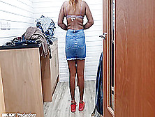 Daring Girl Kept The Door Open Getting Naked In A Clothes Store - Candid