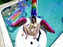 Fucking Girlfriend On Inflatable Pool Swan