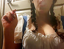 Chubby Brunette Dorothy From Wizard Of Oz Smoking Costume Cosplay Pigtails