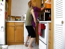 Hawt Golden-Haired Woman Got Screwed In The Kitchen,  Not Knowing About A Hidden Camera There
