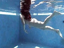 Diana Rius Is Swimming Absolutely Exposed,  Not Knowing About A Hidden Camera In The Swimming Pool