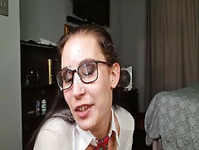 Nerdy Girl With Glasses Sucking Dick,  Cum On Glasses