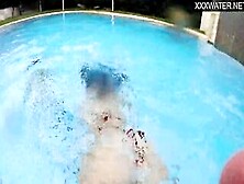 Lana Tanga Inside Red Underwear Masturbating Underwater
