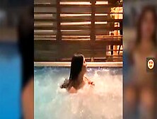 Carolina Novoa Takes Bikini Top Off On A Hotel Pool