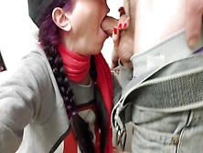 Giving Him A Blowjob While I Piss In A Public Toilet