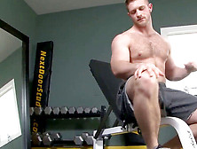 Bulky Nicely-Shaped Tugging At The Gym
