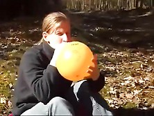 Blowing And Sitpopping A 16  Balloon
