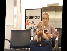 Wonderful Teenage Babe With Dirty Feet Filmed At The Airport