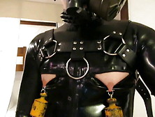 Extreme Nipple Torture,  Fully Rubbered And Buffalos And Mask