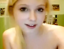 Smiling Golden-Haired Temptress Masturbates For Me On Web Camera