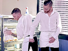 Gay Waiters In A Food Fetish Doggy Fuck After Work