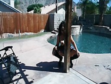 Cougar Home-Made Plays With Giant Boobies Outside With Spanking