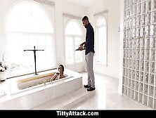 Teamskeet - Big Tit Ebony Fucked In Bathroom
