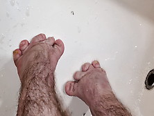 Midget Shows His Feet And Then Cums On Them