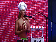 Topless Chef Makes Wieners On The Morning Show