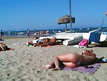 Flawless Topless Blond Butt On The Beach