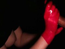 Red Pvc Gloves Gloryhole Hand Job