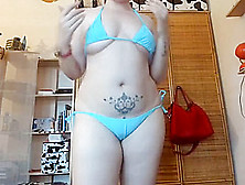 Big Farts In Blu Bikini And Sexy Pee