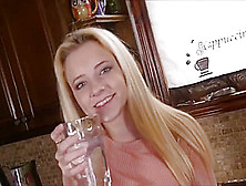 Cute Blonde Tiny Teen Stepdaughter Sucks Daddys Cock In The Kitchen