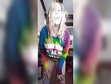 Blond Girl Strip Dances Into Knee High Socks