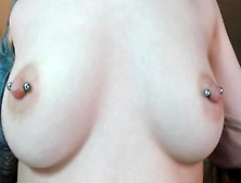 Nude Babe Is Showing Her Shaved Pussy And Piercing Tits