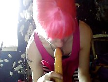 Young Teen Plays And Sucks Dildo