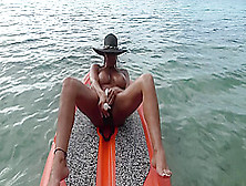 Hot Wife Masturbates On Paddle Board Floating On Lake