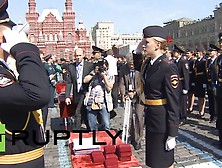 Russian Female Police Officers March In Uniforms
