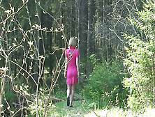 Super Hot Pink Dress On Peeing Girl